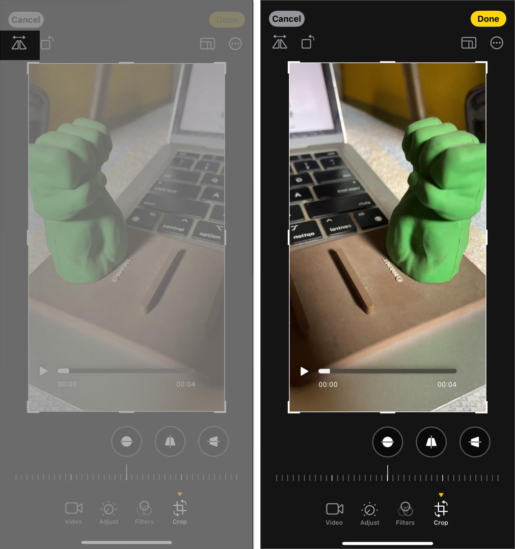 Flip a video in Photos app.