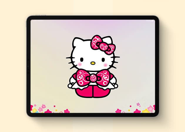 Kawaii Hello Kitty iPad wallpaper.