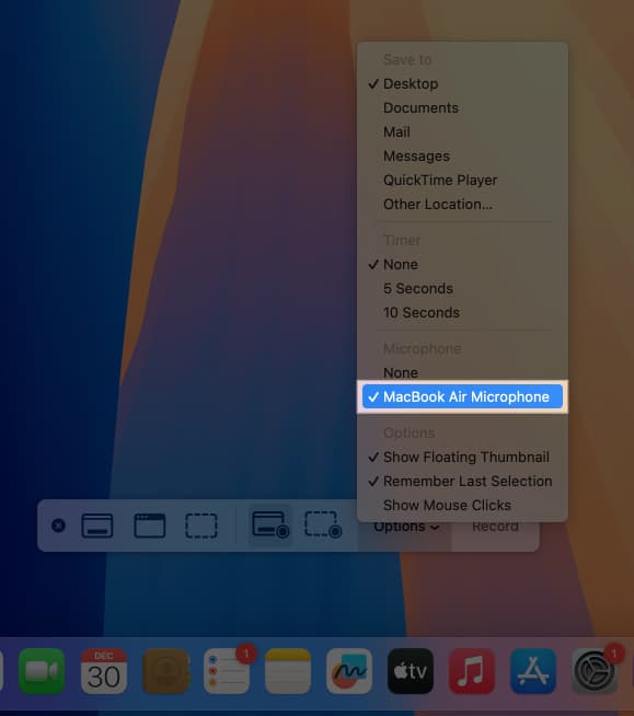 Select MacBooks Microphone option.
