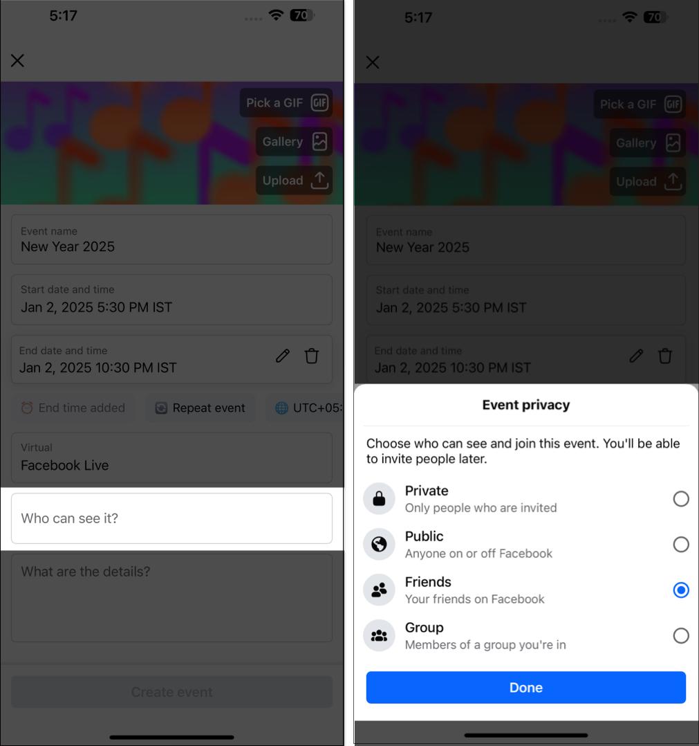 Tap on Who can see it text box.