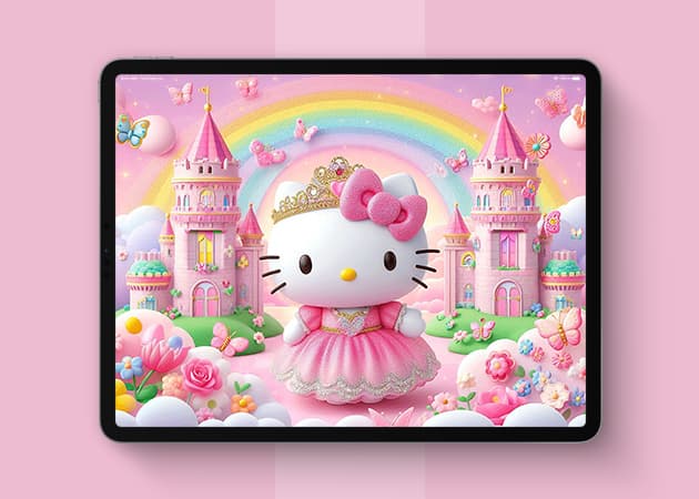 Y2K Hello Kitty iPad wallpaper.