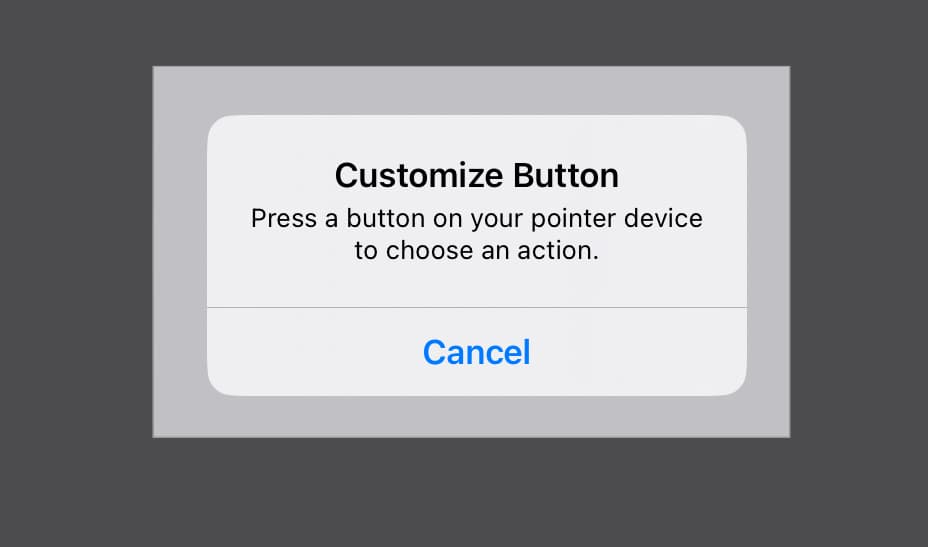 A pop-up prompting to click the mouse button to configure an action.