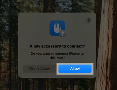 Allowing iPhone to connect to a Mac.