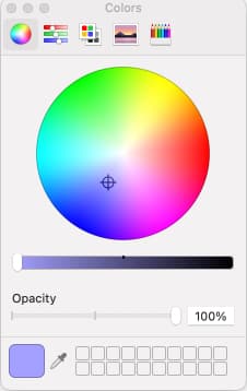 Choosing color from the color wheel in Apple Mail app.