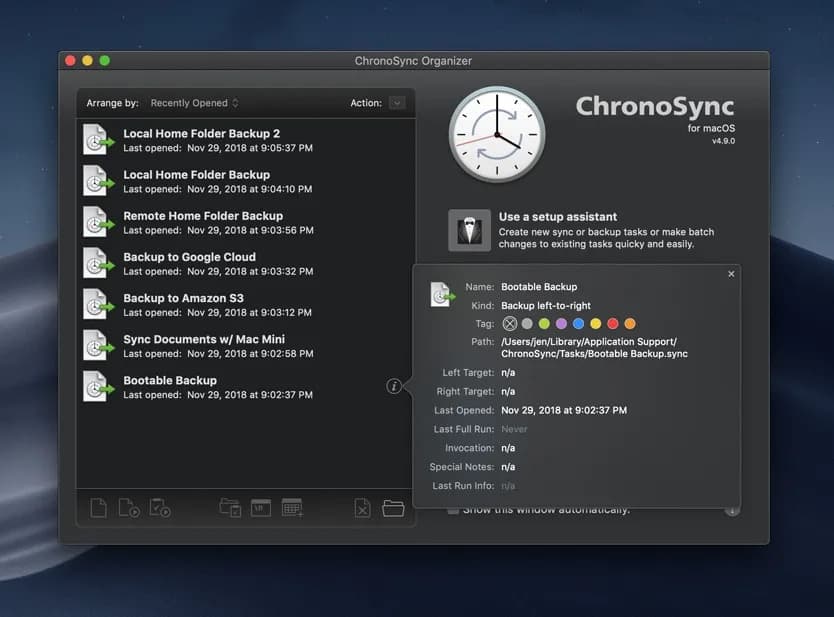 ChronoSync Mac backup software.