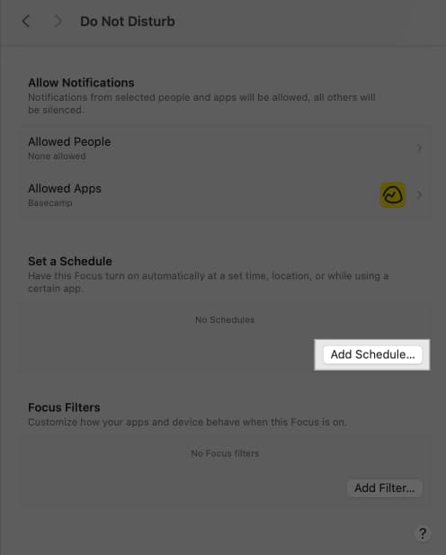 Click on Add Schedule button.