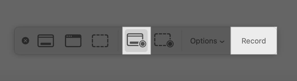 Click on Record on the screenshot tool on your Mac.