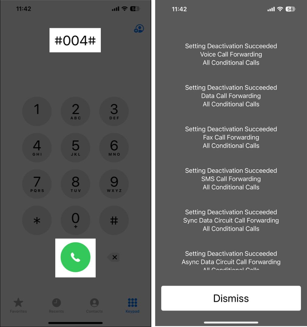 Disabling Voicemail by dialing carrier code in iPhone's Phone app.