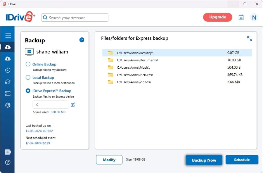 iDrive software to backup mac.