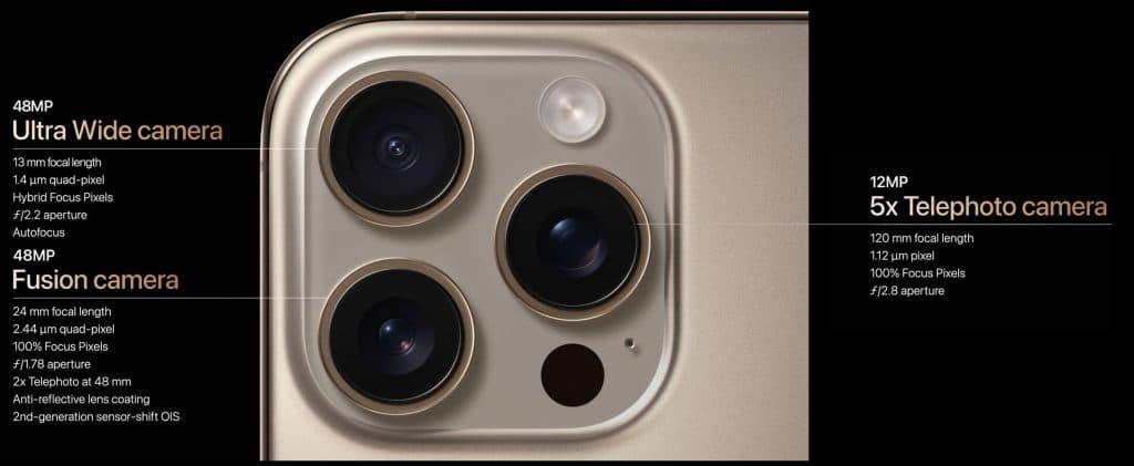iPhone 16 Pro Max camera specifications.