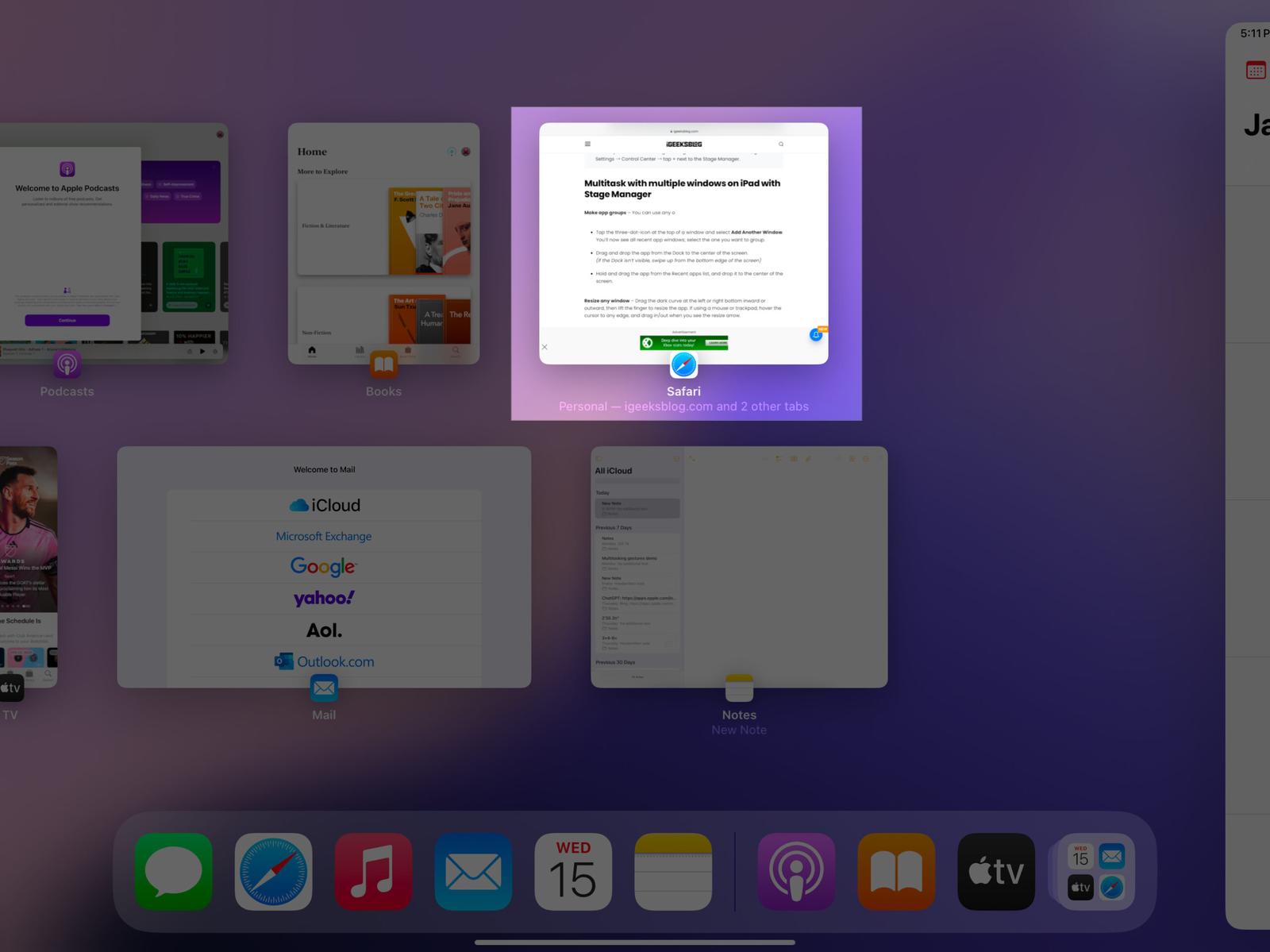 Select any app to group with another app on an iPad.
