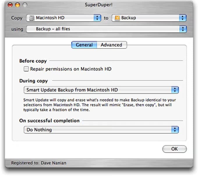 SuperDuper backup software.