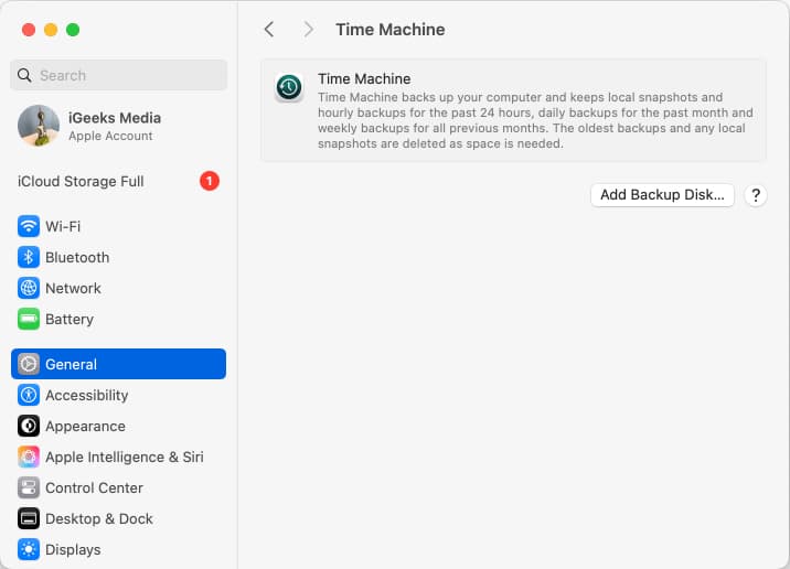 Using Apple Time Machine to backup Mac.