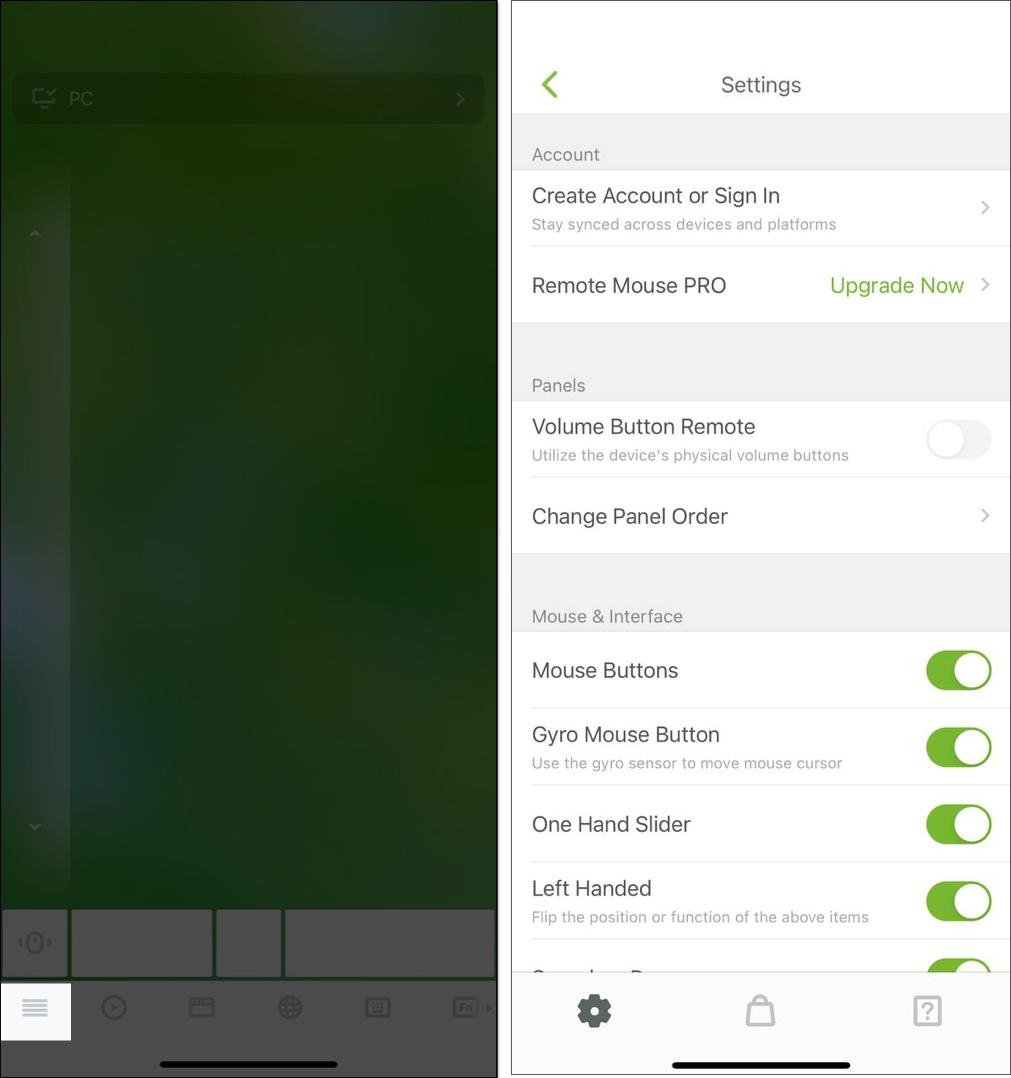 Using iPhone as a mouse for Mac with Remote Mouse app.