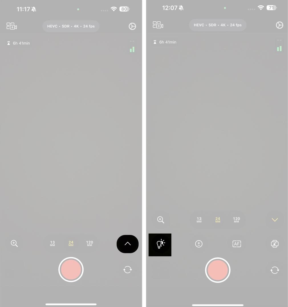 White balance setting in Final Cut Camera app.
