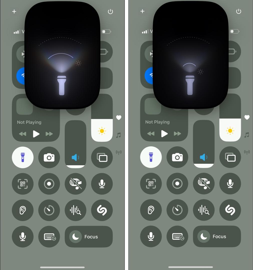 Adjust flashlight beam width on iPhone.