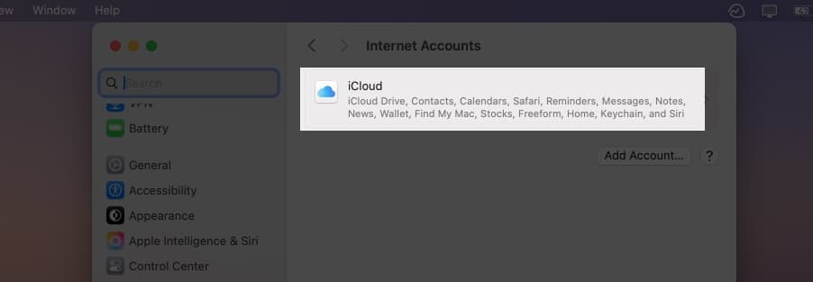 Click on Notes under Saved to iCloud in Mac iCloud Settings.