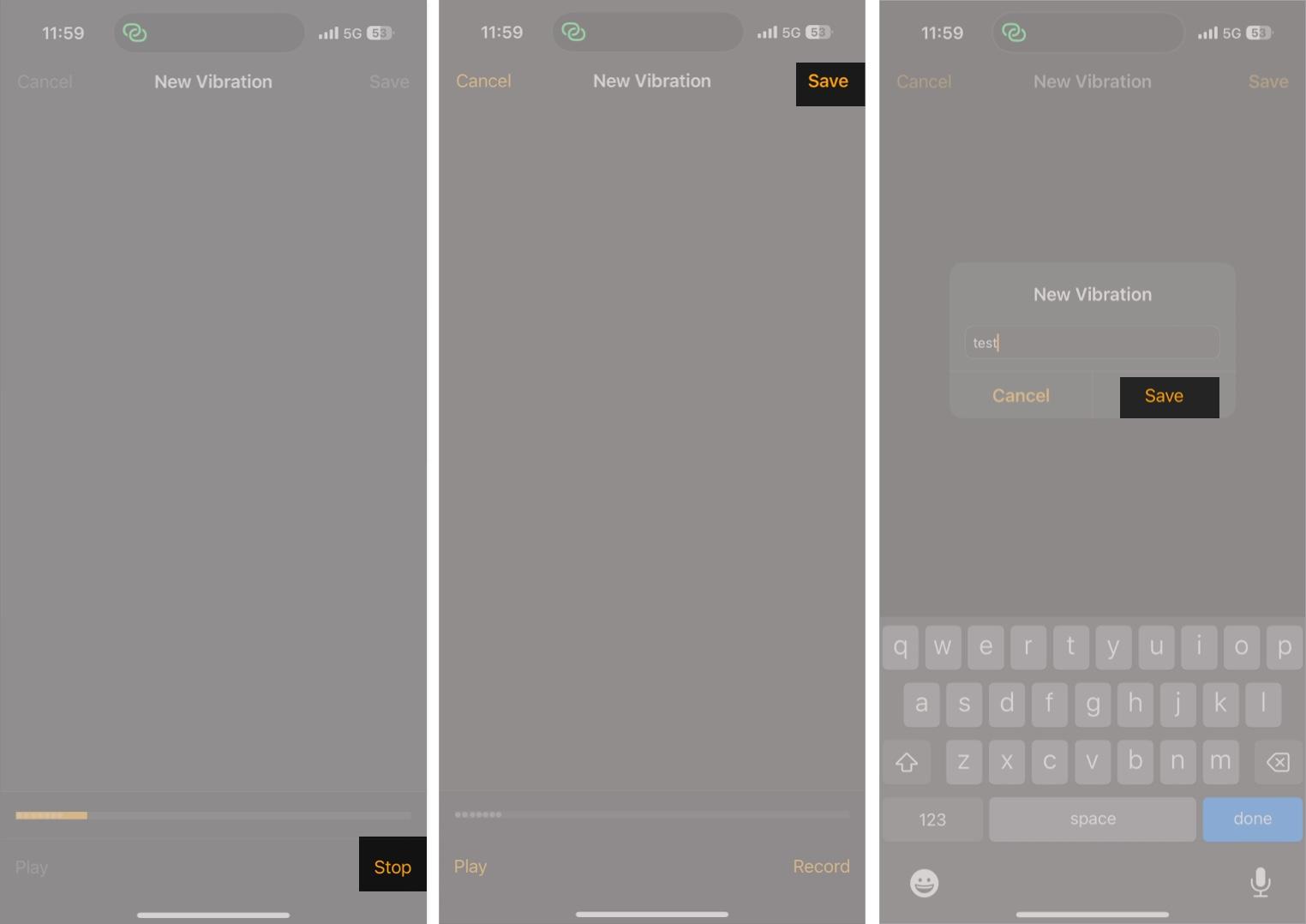 Create and save custom vibration pattern on iPhone.