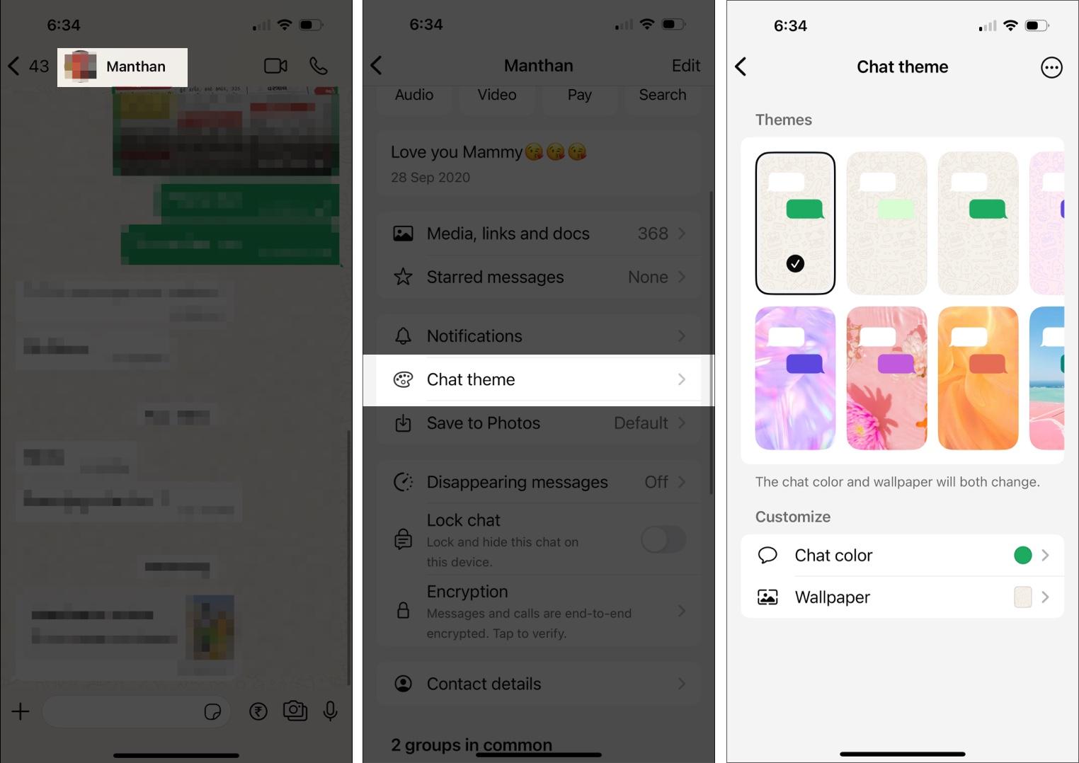 Customize chat theme for individual chat on WhatsApp.