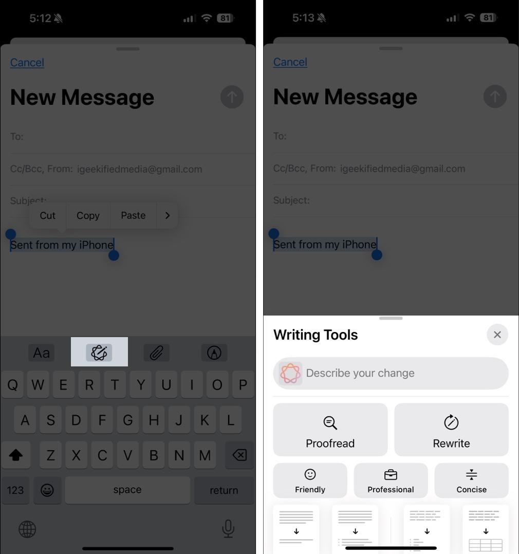 Generate your mail with AI Writing Tools.