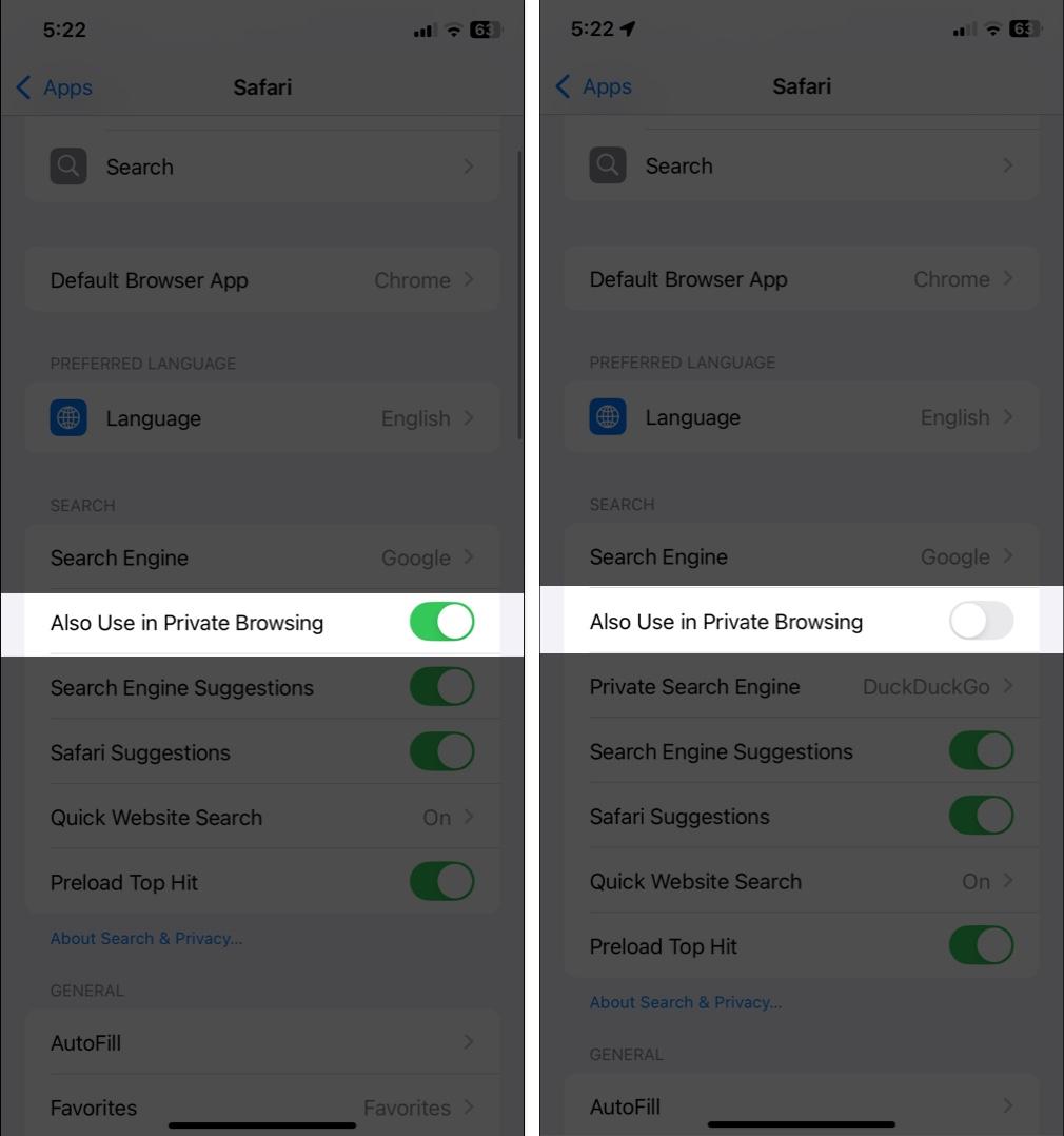 Navigate to Settings open Apps select Safari and disable Also Use in Private Browsing option.