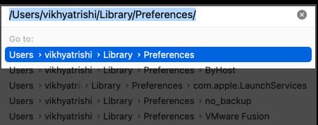 Type LibraryPreferences in the search field and press Enter.