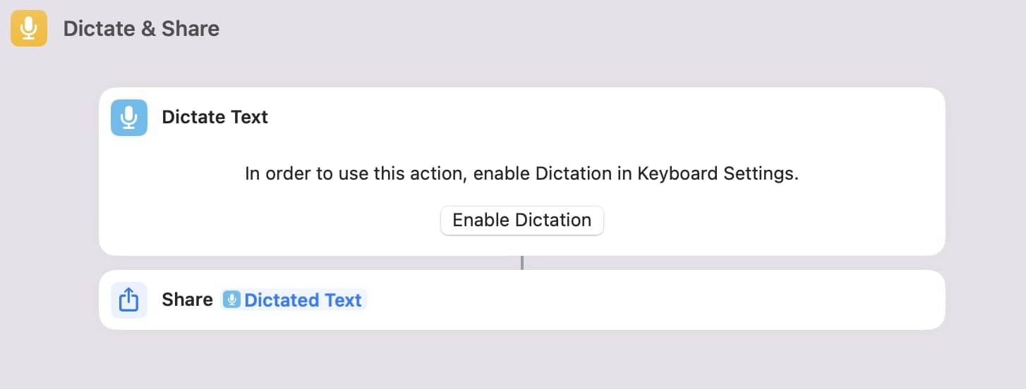 Dictate and Share Siri Shortcuts