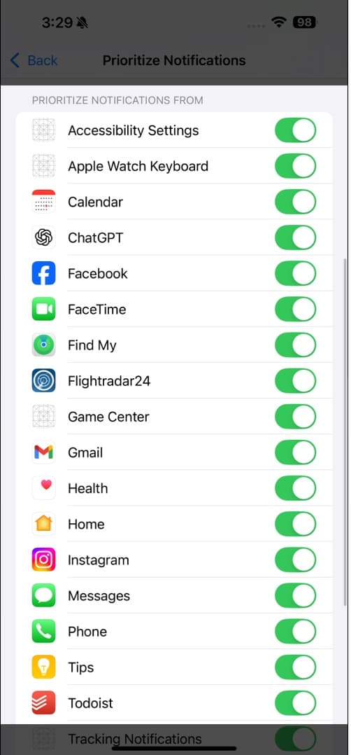 Disable apps that dont need prioritization in iOS settings.