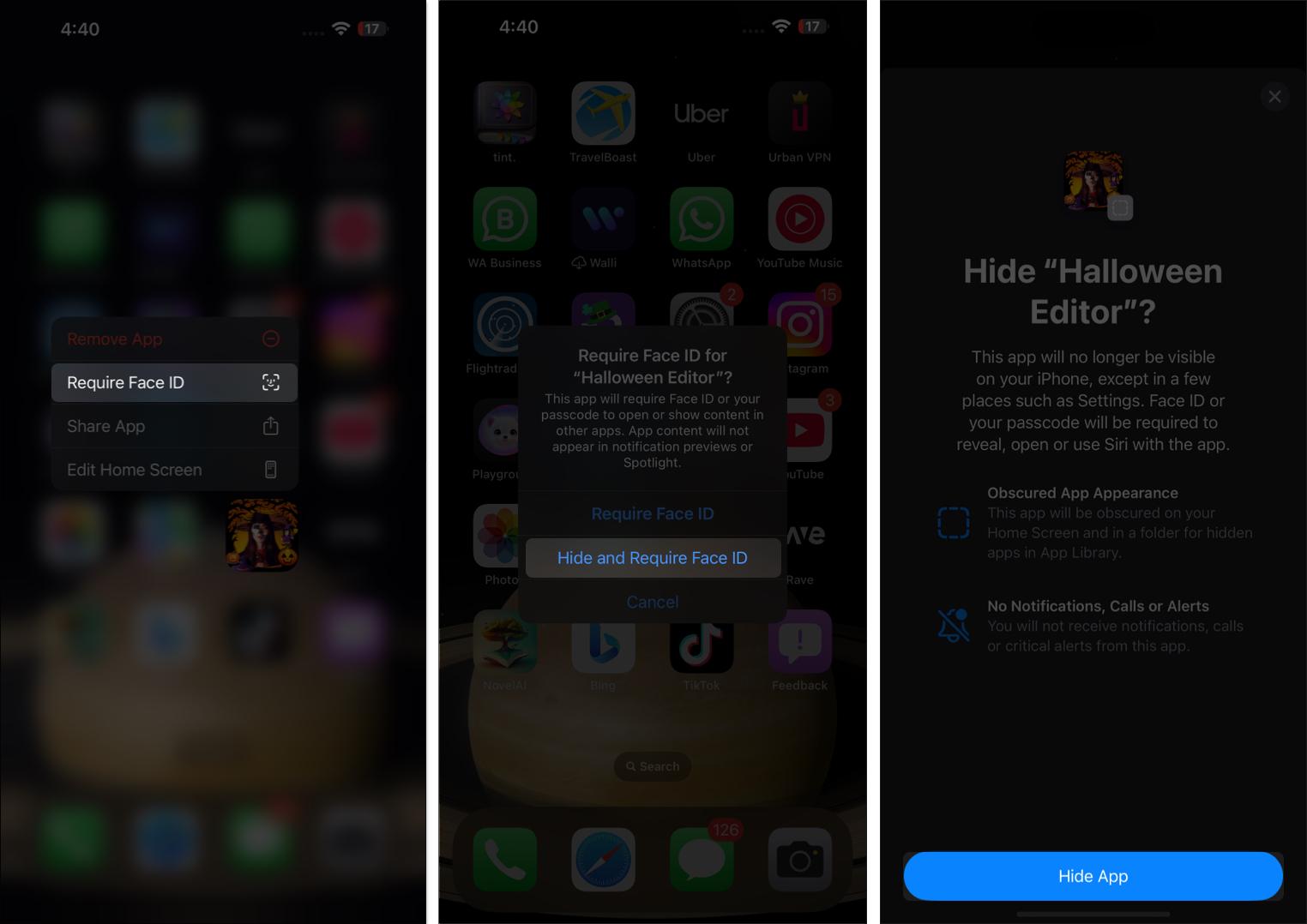 hide app from the home screen on iPhone
