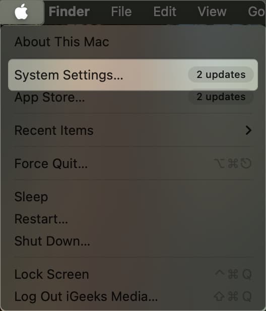 open system settings on mac.
