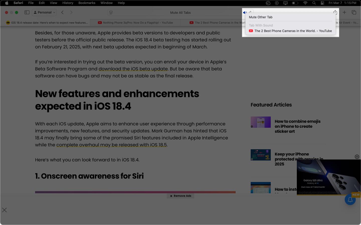 Control-clicking a tab in Safari reveals a list of all tabs playing audio.
