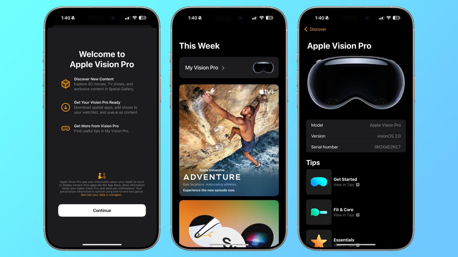 Apple Vision Pro app on iPhone