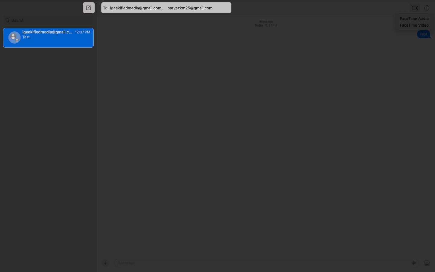 Adding new people and creating a group chat in the Messages app on a Mac.