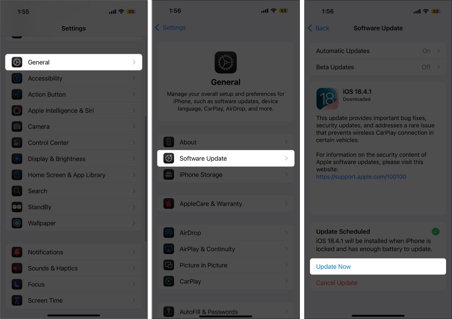 Check Software update to remove iPhone setup alert