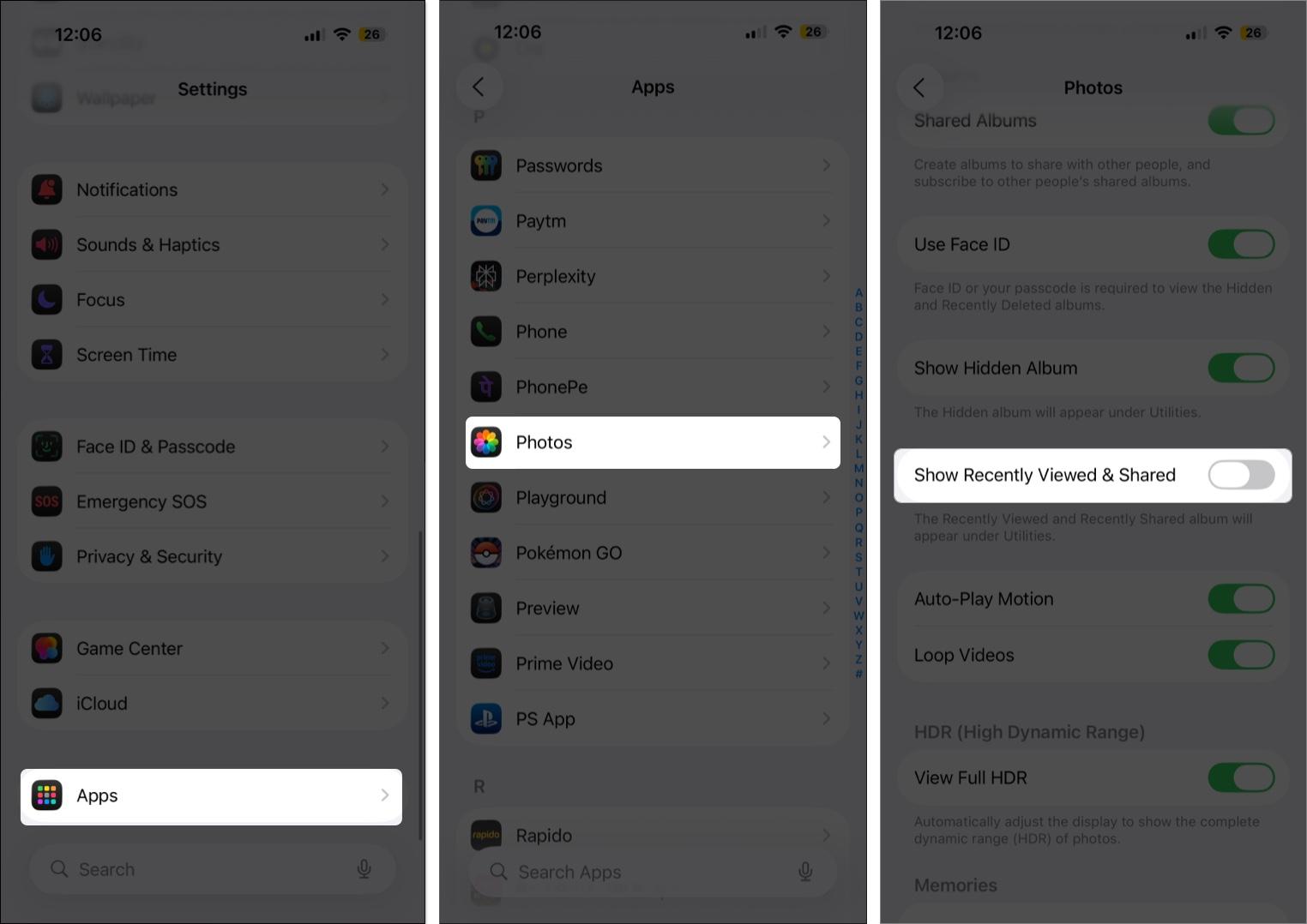 How to disable the Recently Viewed Shared collections under utilities