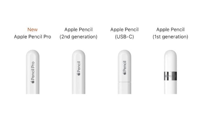 Different Apple Pencil models