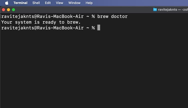 "Your system is ready to brew" message in the macOS Terminal app upon installing Homebrew.