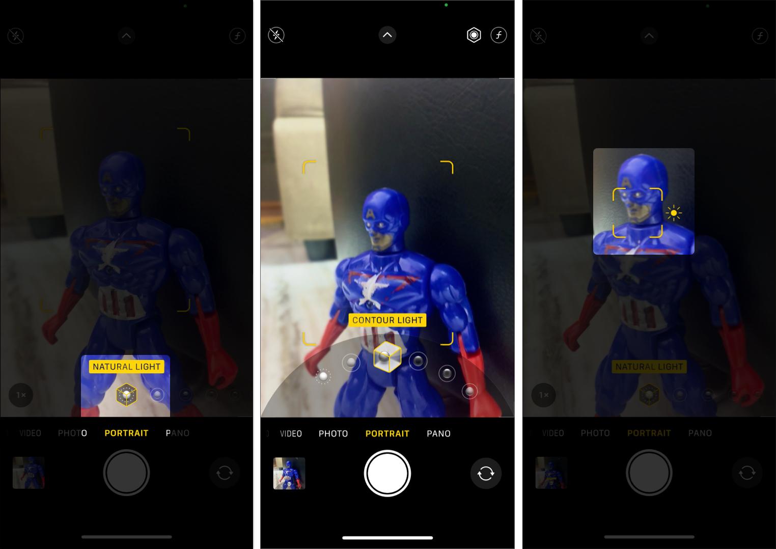 Clicking a photo in Portrait mode on an iPhone.