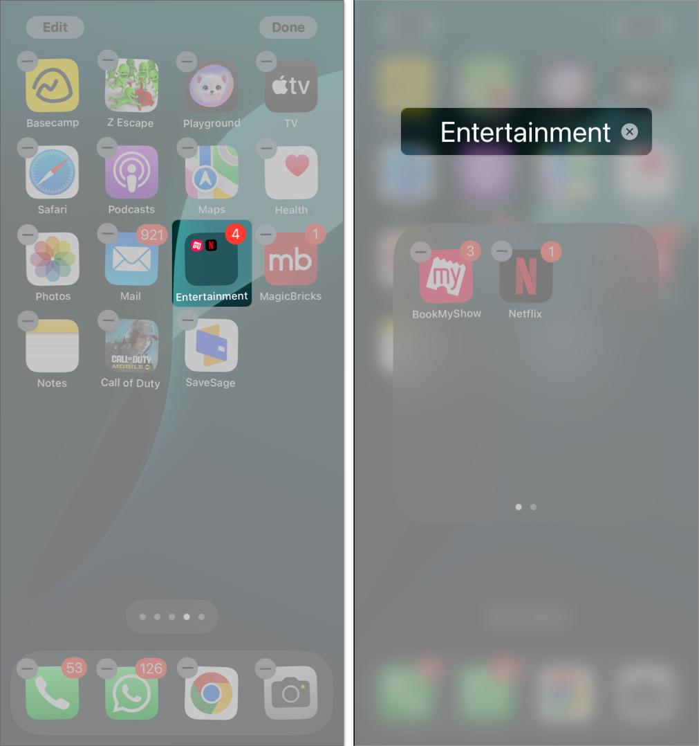 Naming a folder on iPhone's Home Screen.