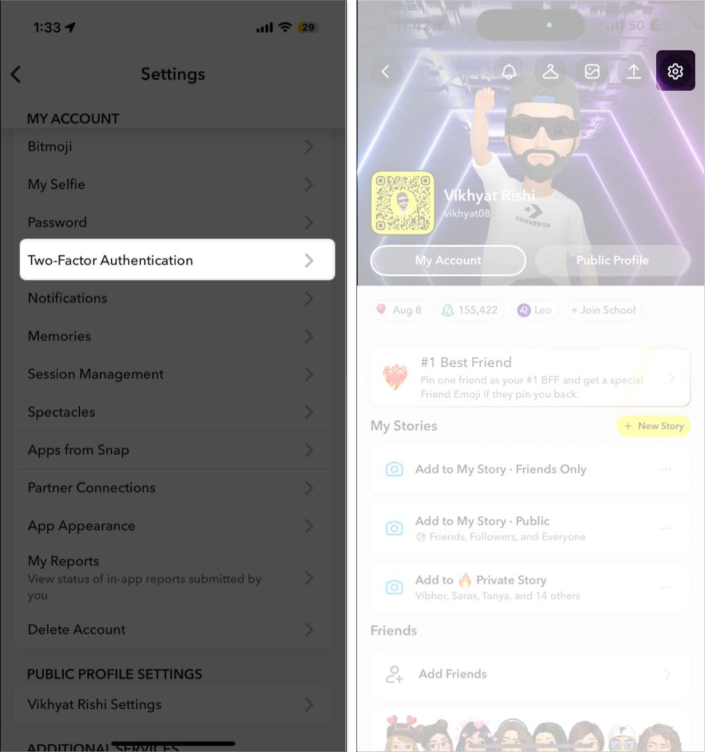 Enable 2-factor authentication in your Snapchat account