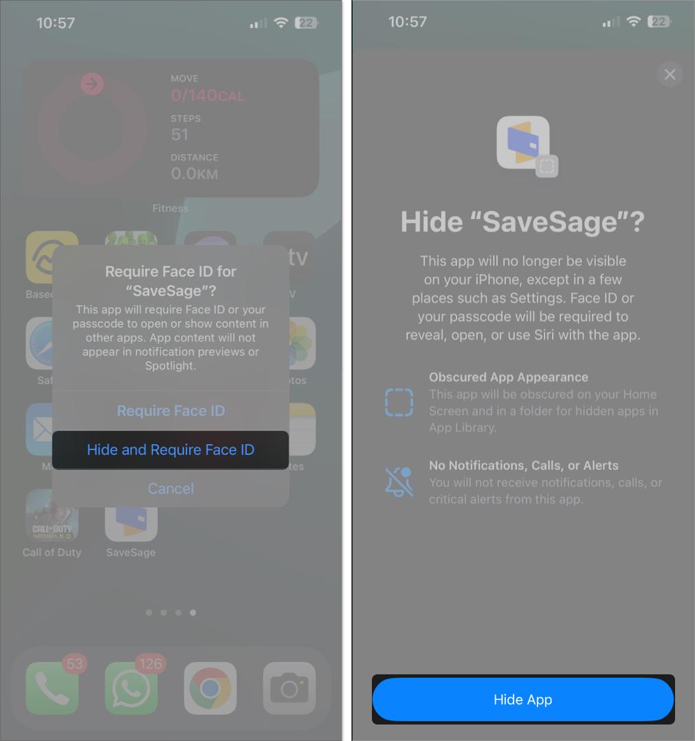 Hiding an app from the iPhone Home Screen.