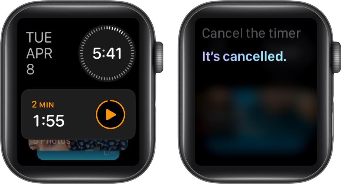 Manage a timer on an Apple Watch using Siri.