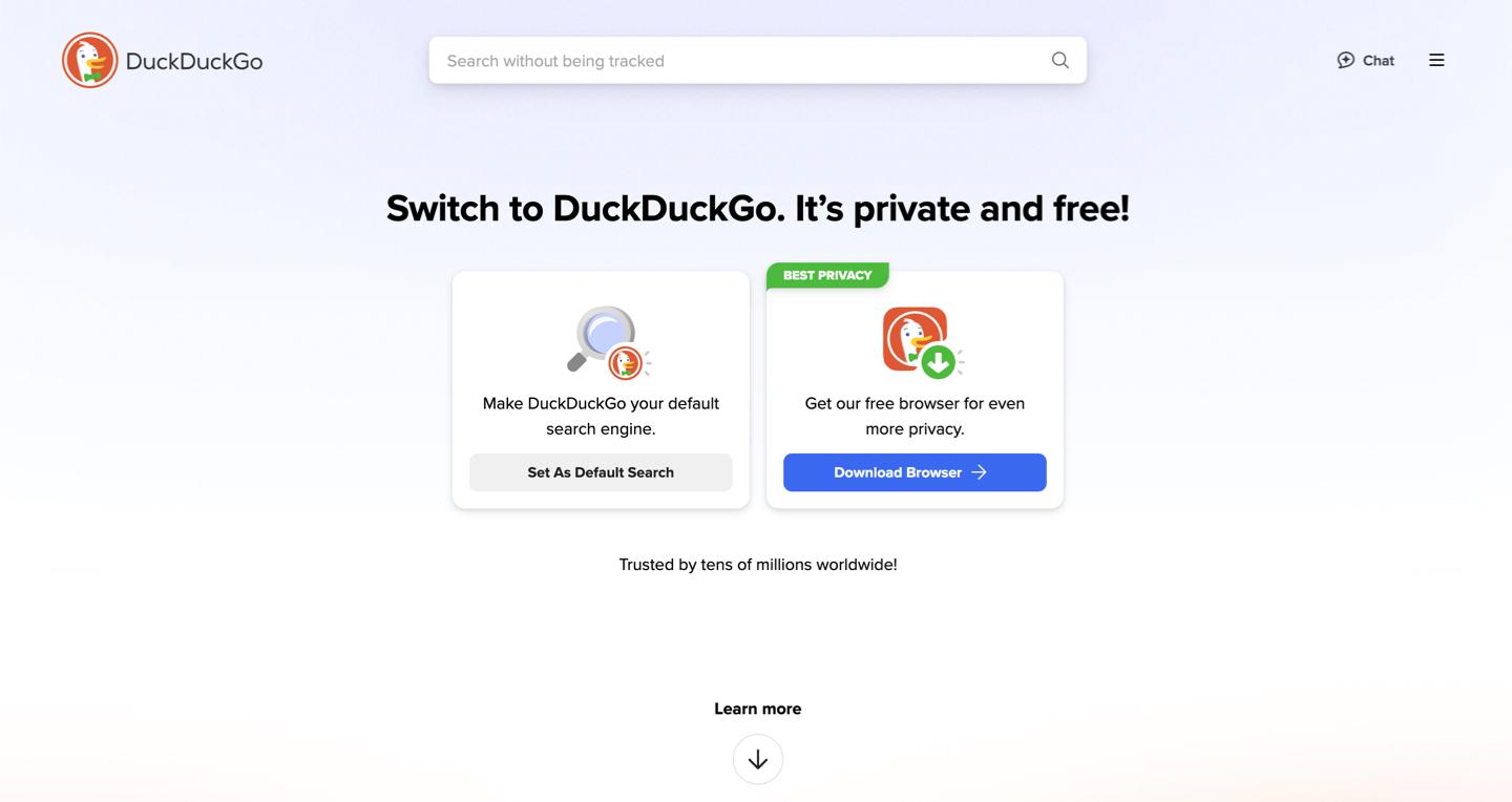 Open browser and go to DuckDuckGo website