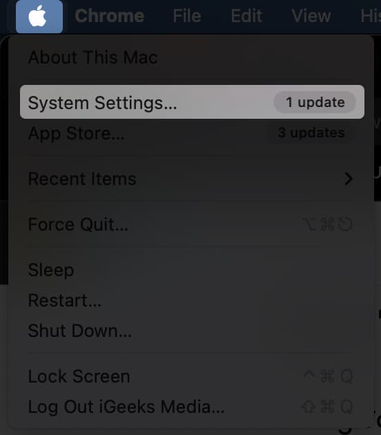 Open system settings on Mac