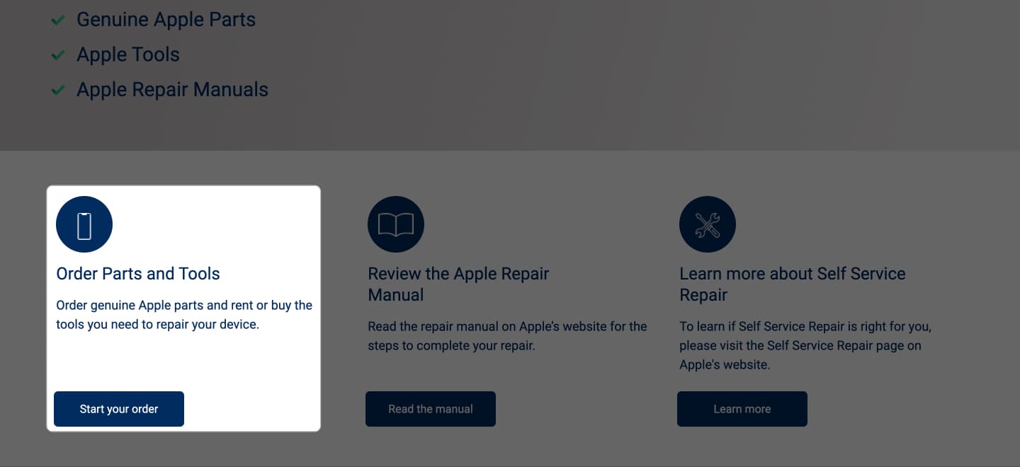 Place your order for apple genuine parts
