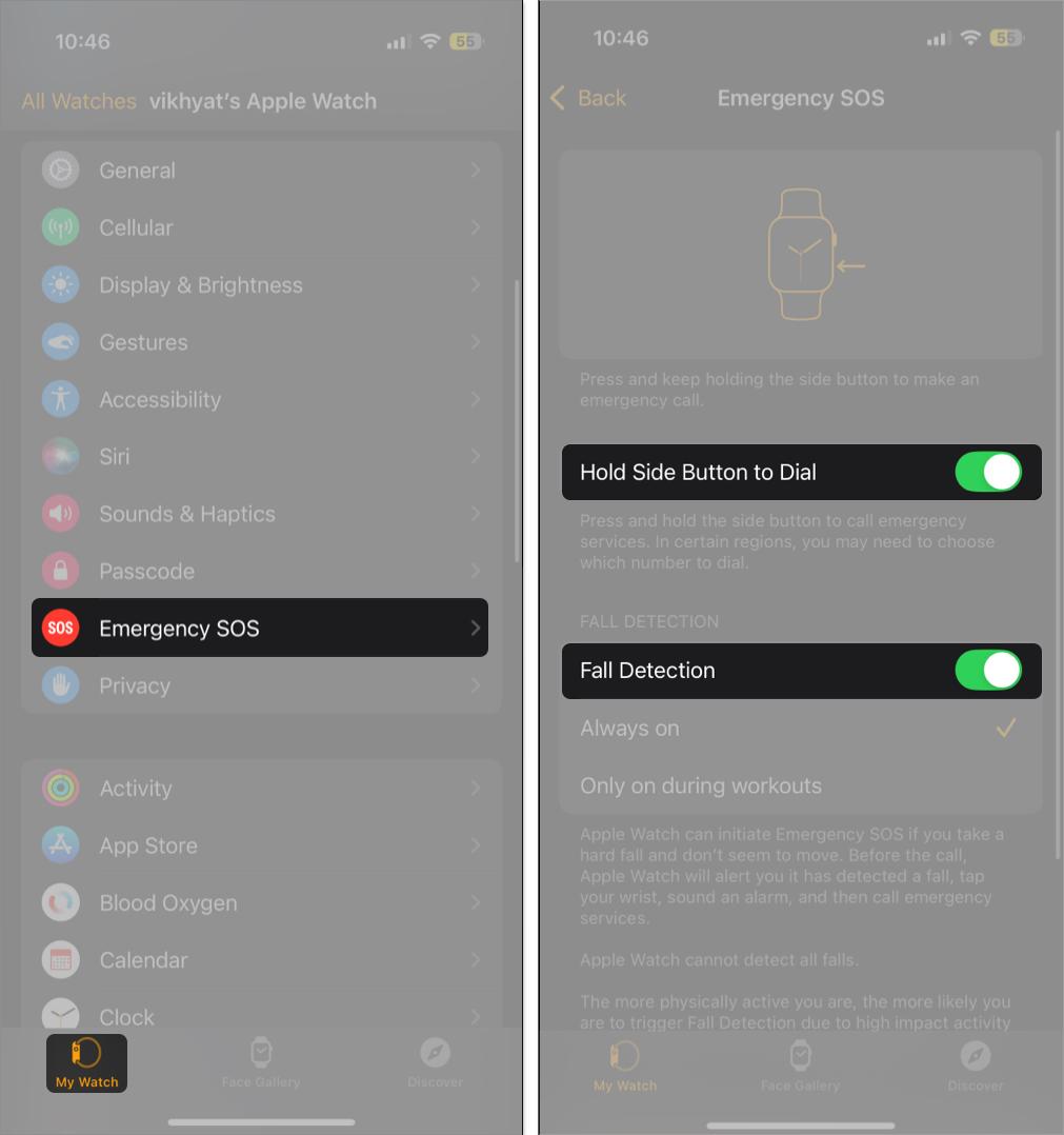 Setting up emergency sos on Apple Watch