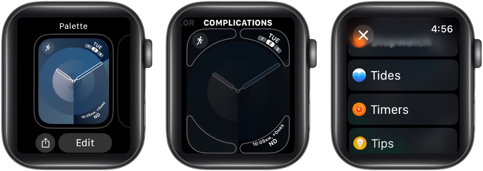 Customizing an Apple Watch face.