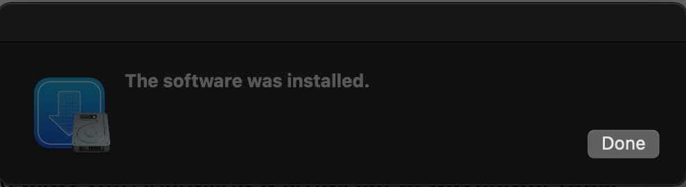 Dialog box confirming Git is installed on a Mac.