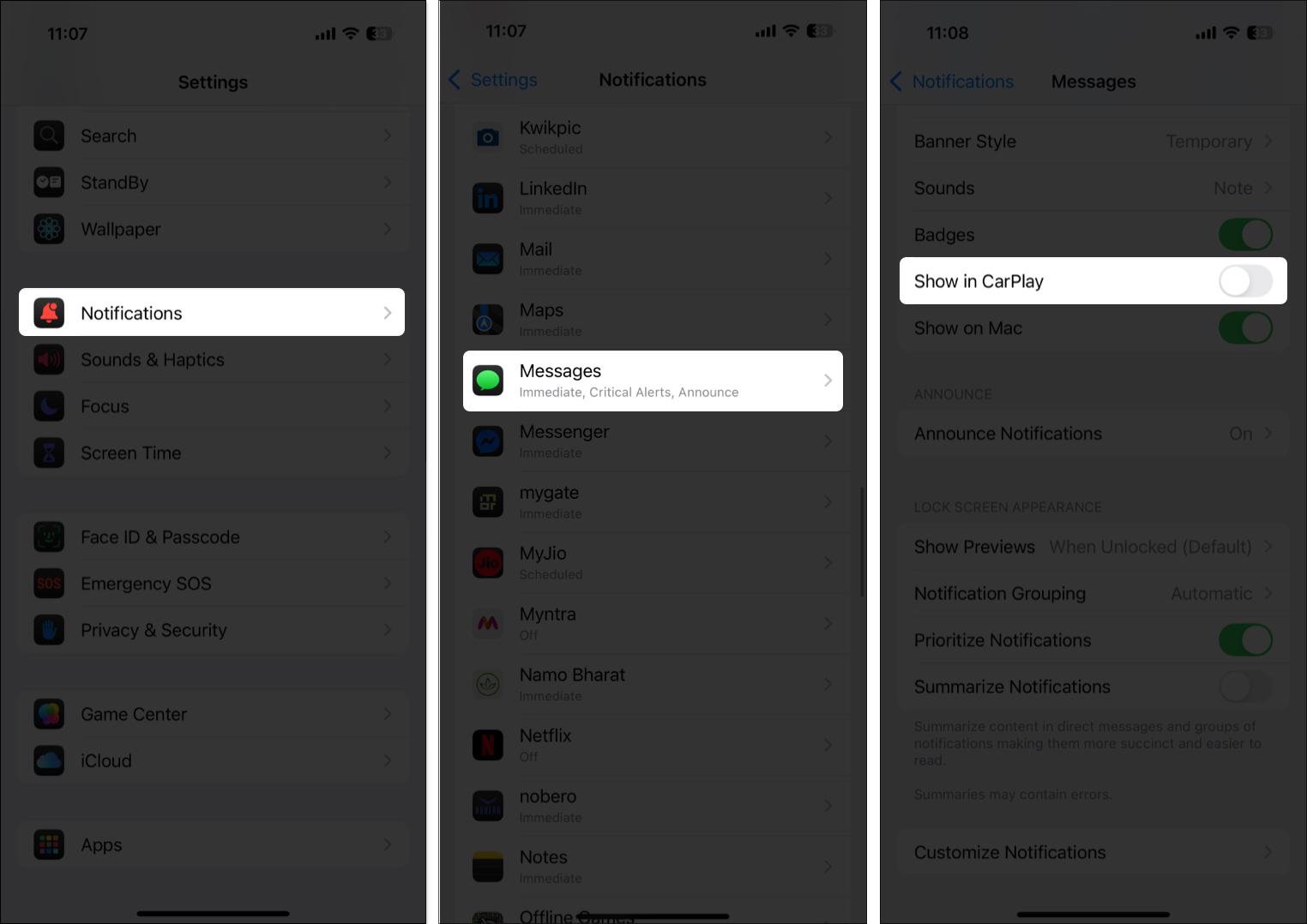 Toggling off the Show in CarPlay option in iPhone Settings app.