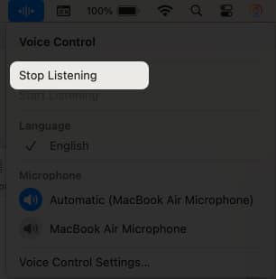 Turn off Voice Control on Mac